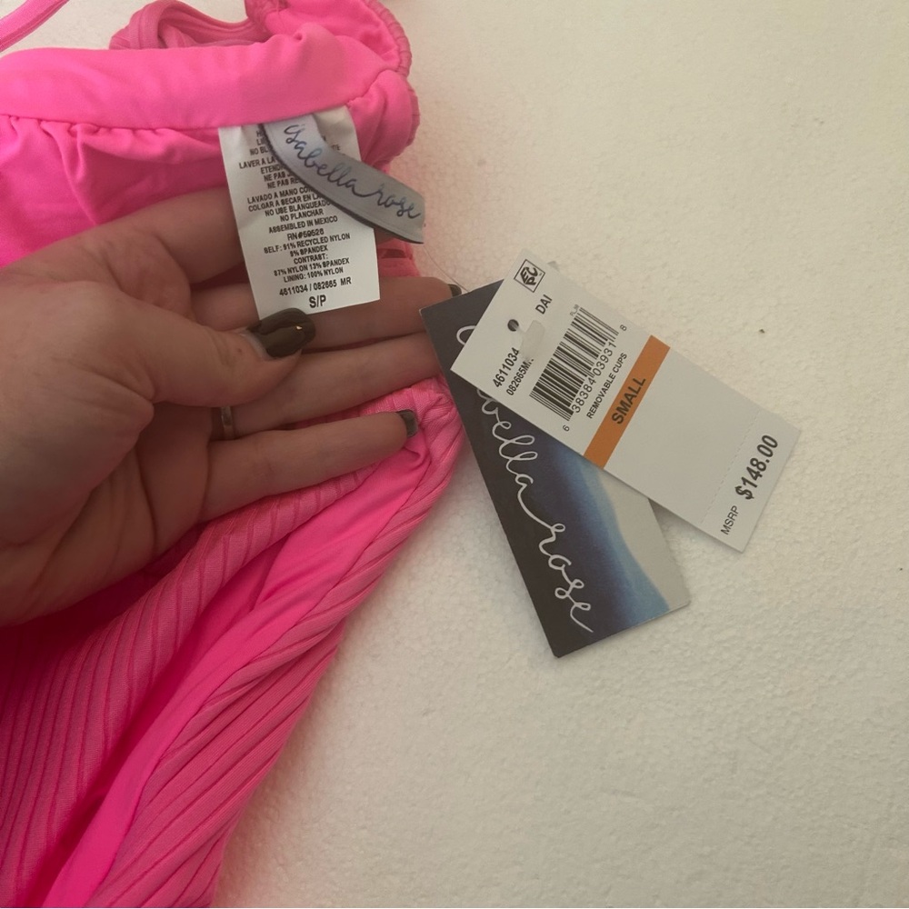 Isabella Rose NWT Queensland high leg neon Barbie pink one piece swimsuit - Picture 4 of 11